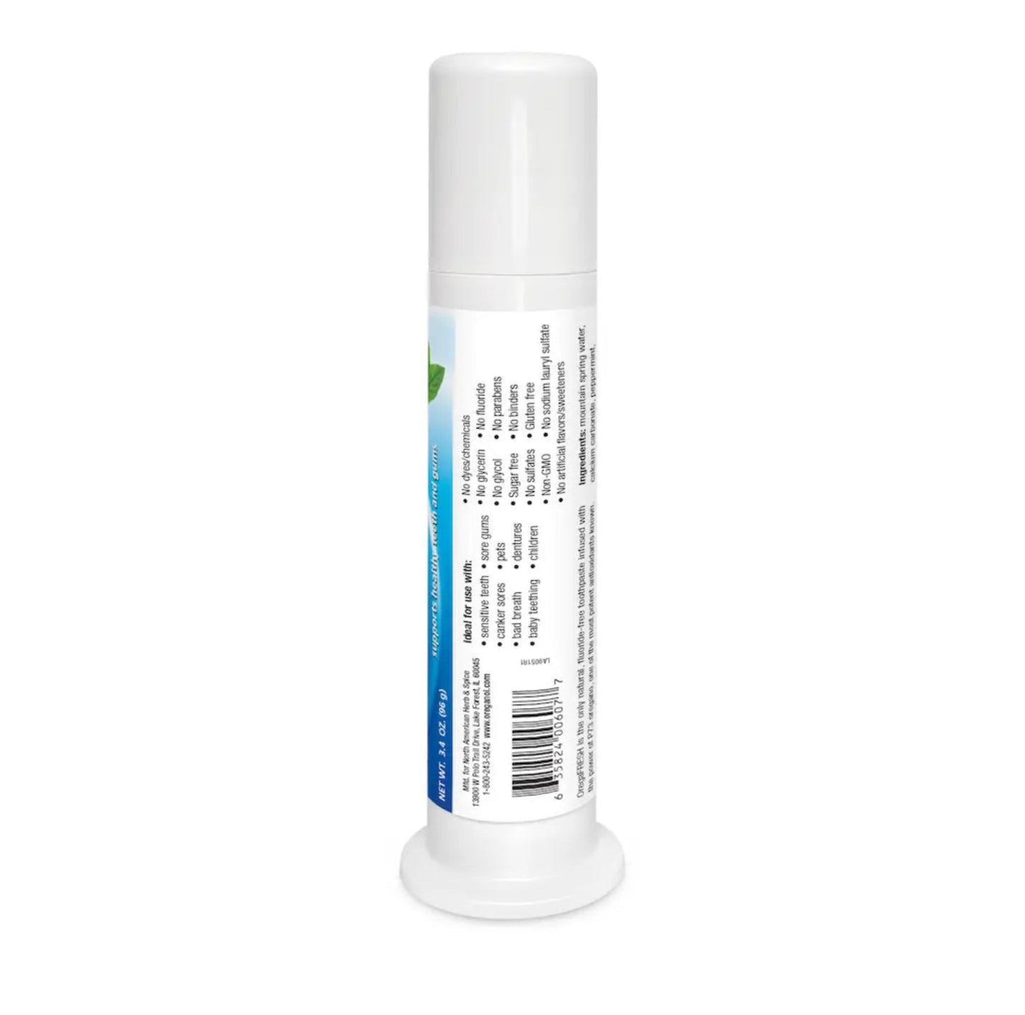 White tube with a label on a white background