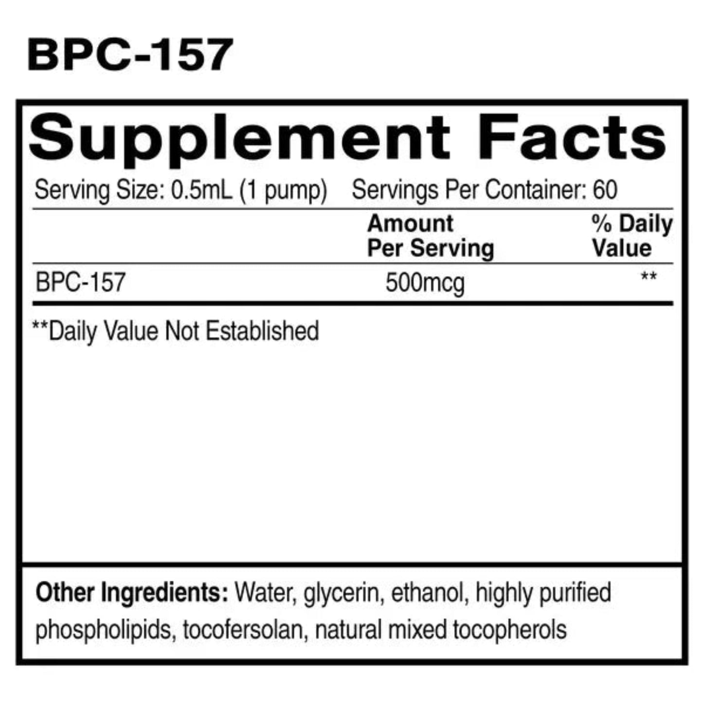 BPC-157 Supplement Facts and Other Ingredients