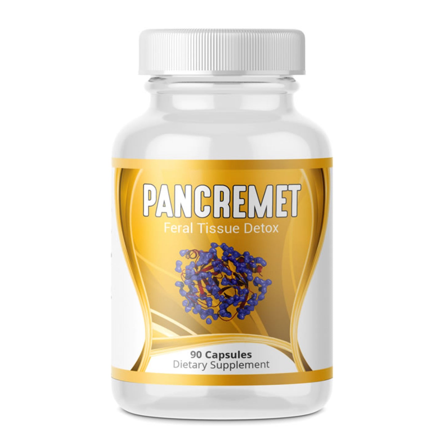 Supplement bottle labeled 'Pancremet' on a white background