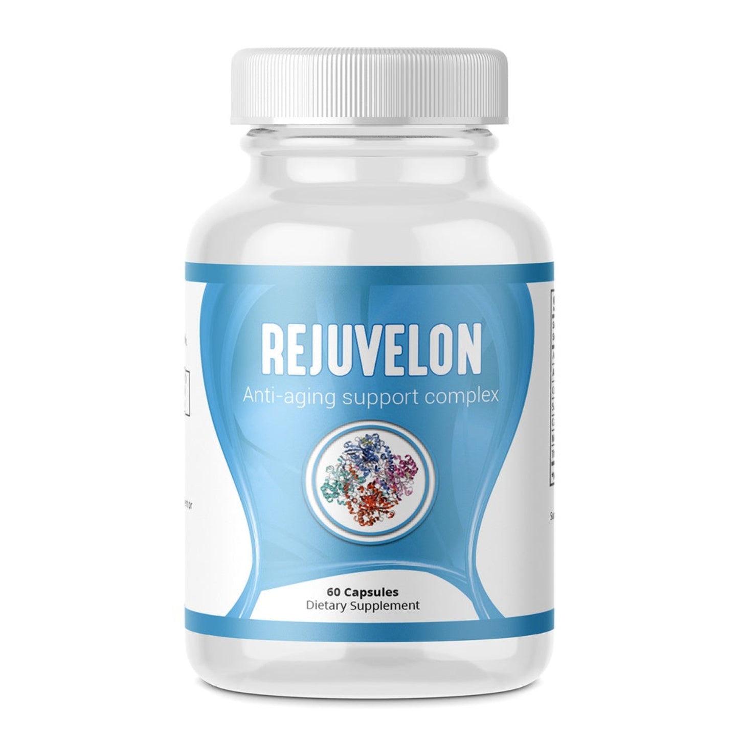 Supplement bottle labeled 'Rejuvelon' on a white background