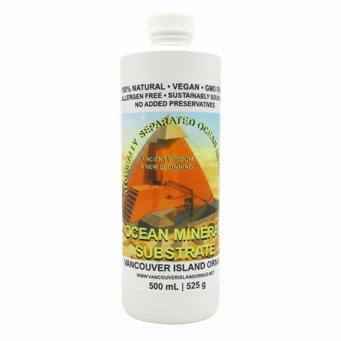 Bottle of Ocean Mineral Substrate 500ml with label on a white background