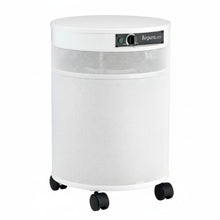 white air purifier shaped like a cylinder with black wheels, Airpura UV600 Air Purifier on white background