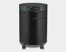black air purifier shaped like a cylinder with black wheels, Airpura C600 Chemical and Gas Abatement Air Purifier on white background
