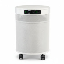 white air purifier shaped like a cylinder with black wheels, Airpura P600 - Germs, Mold and Chemicals Reduction Air Purifier on white background