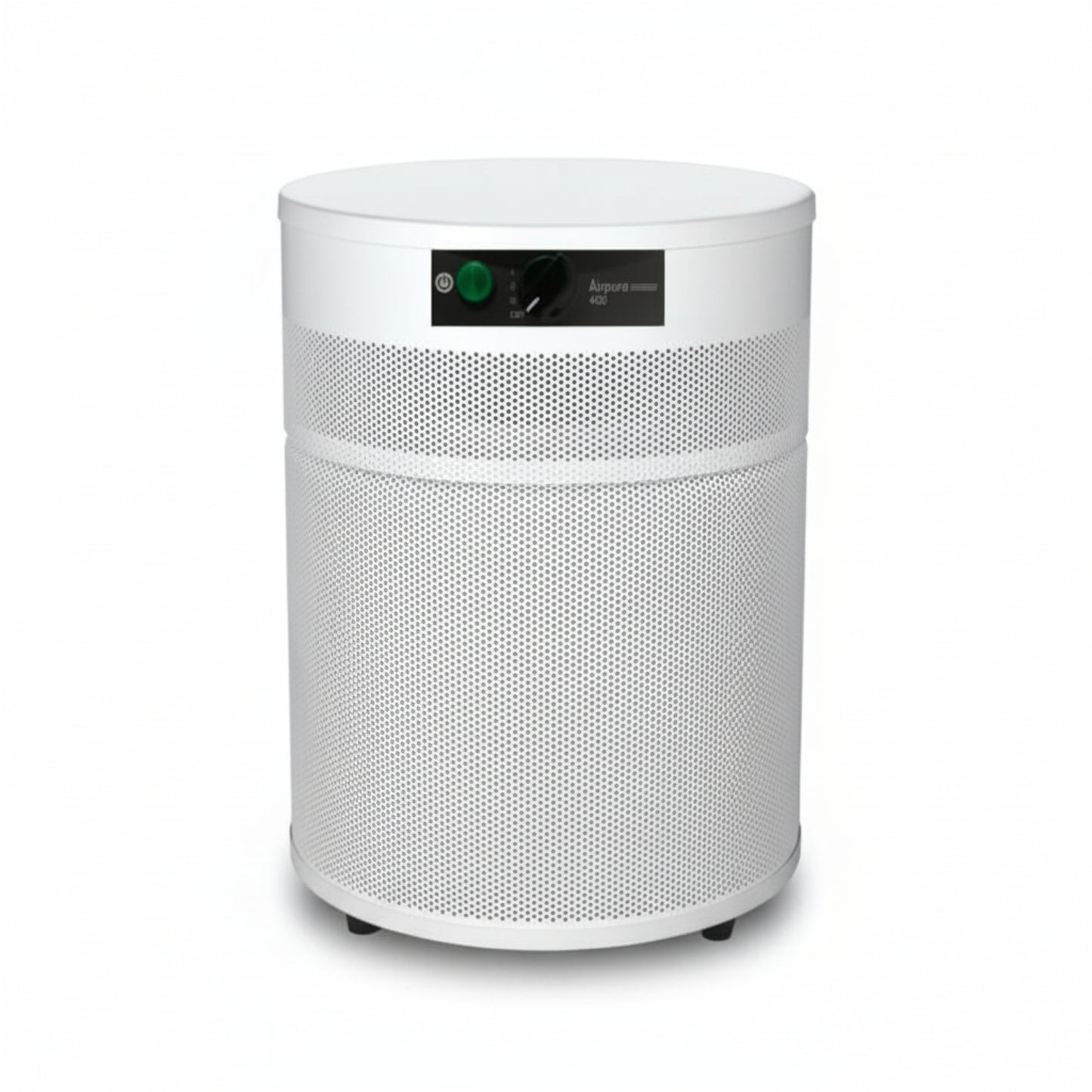 white air purifier shaped like a cylinder with black wheels, Airpura V400 Air Purifier on white background