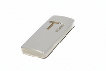 Silver device with Blushield brand name on a white background