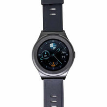 EMF protection smartwatch with a dark gray strap on a white background