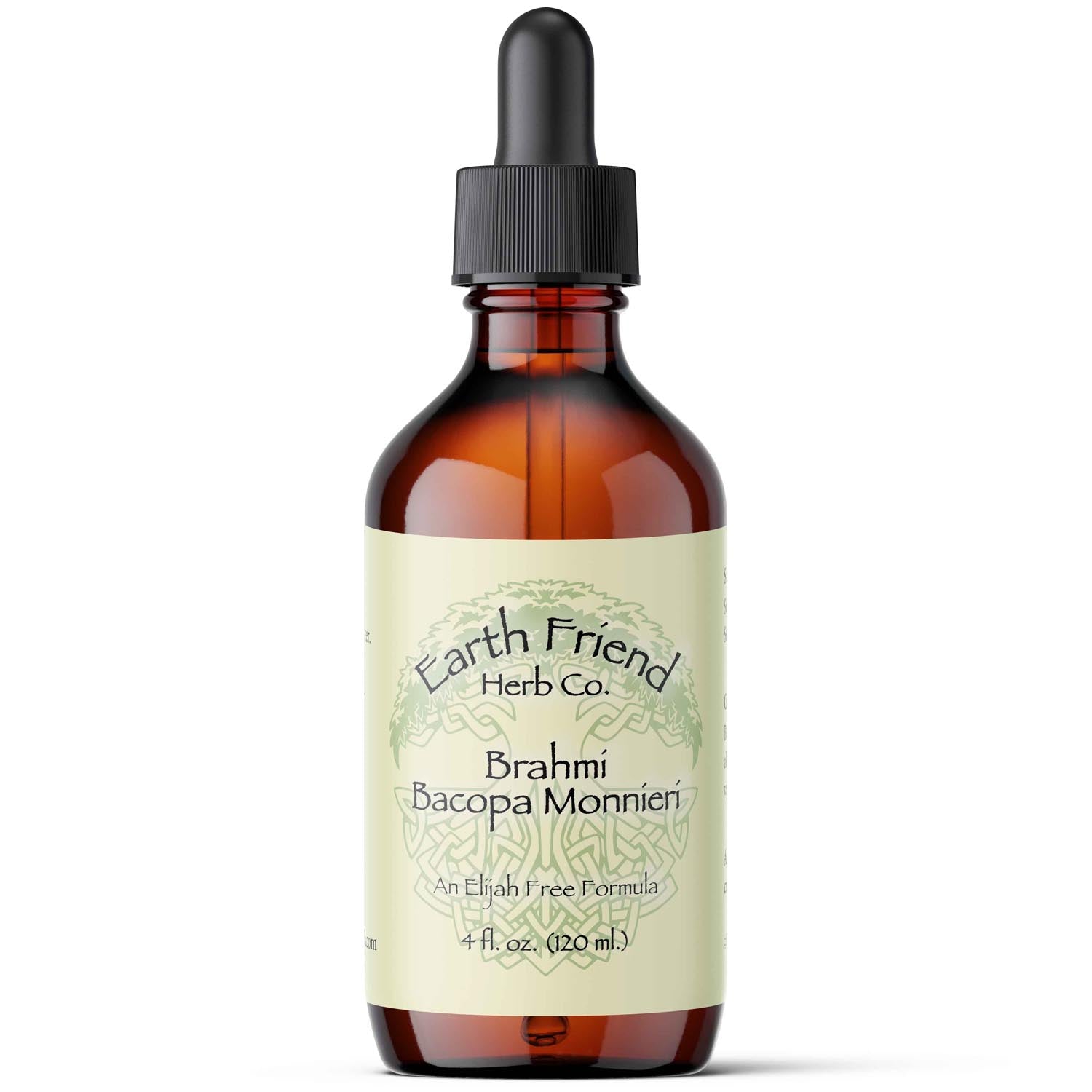 Bottle of Earth Friend Herb Co. Brahmi Bacopa Monnieri on a white background