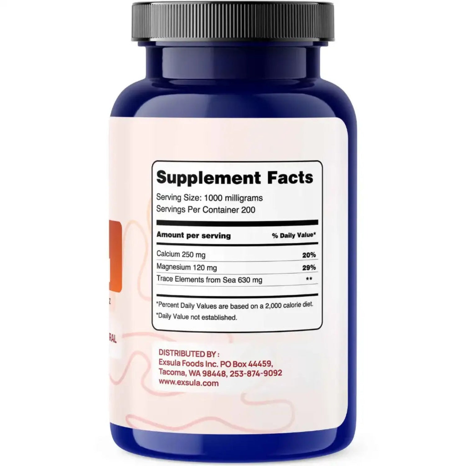 Supplement bottle with label showing 'Supplement Facts' on a white background