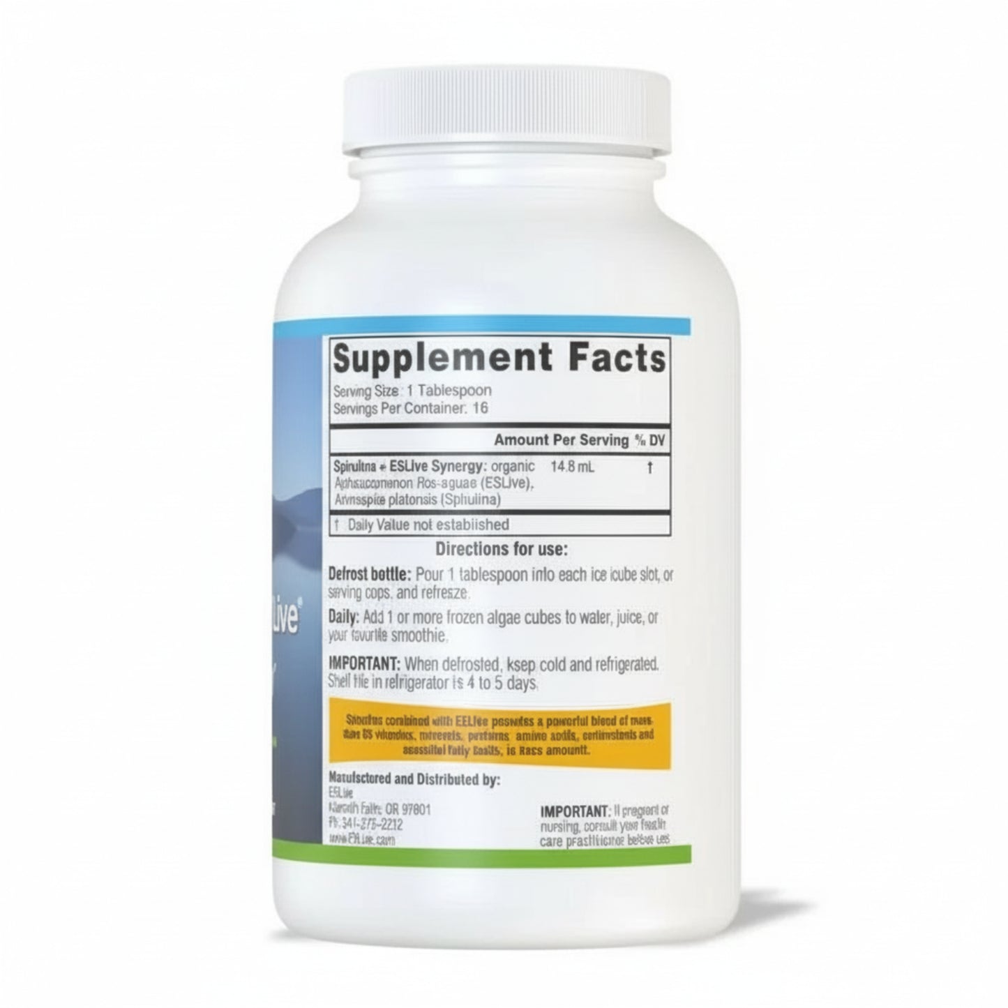 Supplement bottle with label on a white background