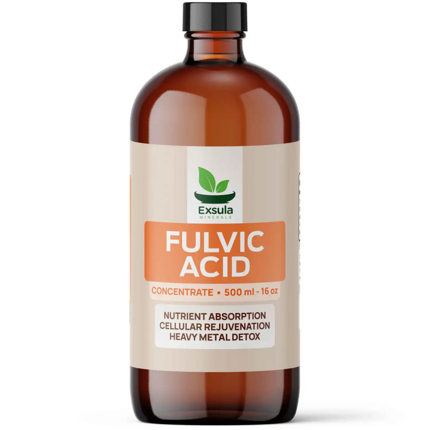 Bottle of Exsula Fulvic Acid on a white background