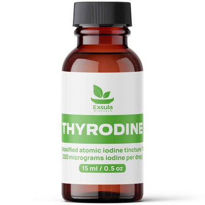 Bottle of Thyrodine with Exsula label on a white background
