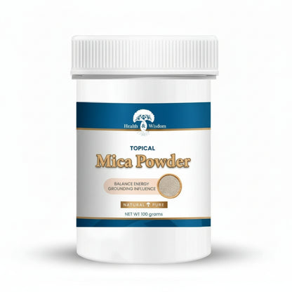 Container of Health & Wisdom Topical Mica Powder 100g  on a white background