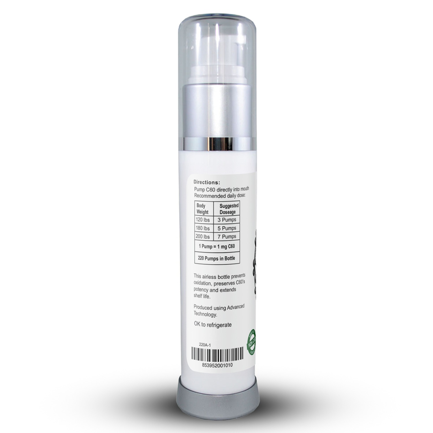 Skincare bottle with label on a white background