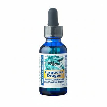 Turquoise Dragon tincture bottle on a white background