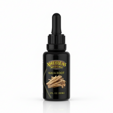 Black dropper bottle of Andrea's Seed Oils Kava Root on a white background