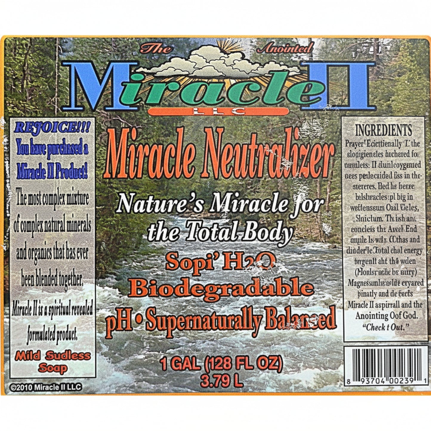 Label from Miracle II Miracle Neutralizer Powder with nature-themed design
