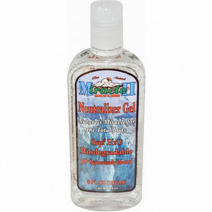 Bottle of Miracle II Neutralizer Gel 8oz with a label on a white background