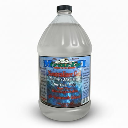Gallon container of Neutralizer Gel with label on a white background
