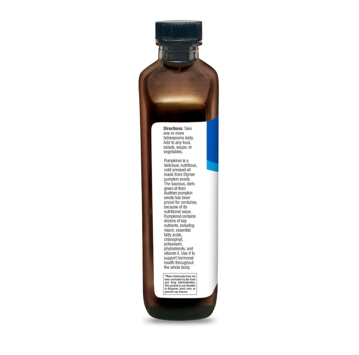 Brown bottle with a label on a white background