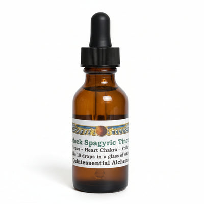 dark brown dropper bottle with black rubber top, Burdock Spagyric Tincture, Heart Chakra, Quintessential Alchemy