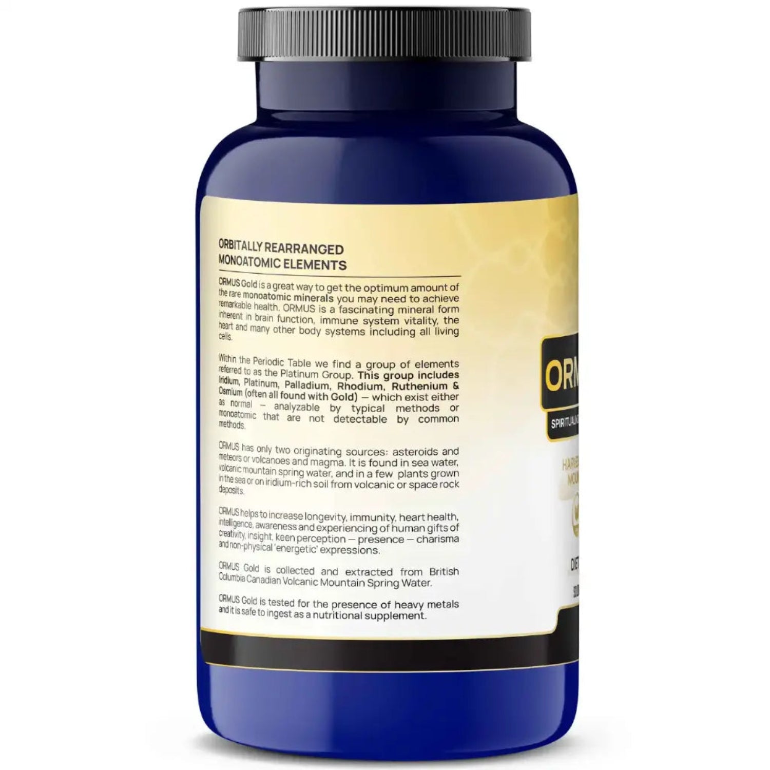 Supplement bottle with a white label on a white background