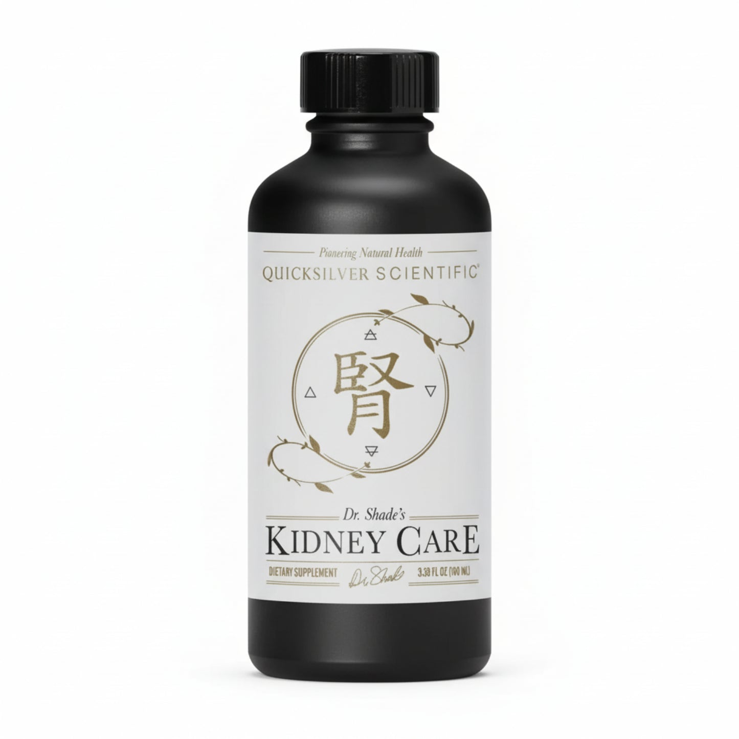 Bottle of Quicksilver Scientific Dr. Shade's Kidney Care supplement on a white background