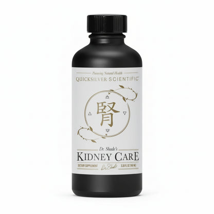 Bottle of Quicksilver Scientific Dr. Shade's Kidney Care supplement on a white background