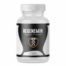 Supplement bottle labeled 'Regenemin Genetic Firewall' on a white background
