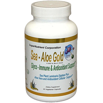 Supplement bottle labeled 'Sea-Aloe Gold' on a white background