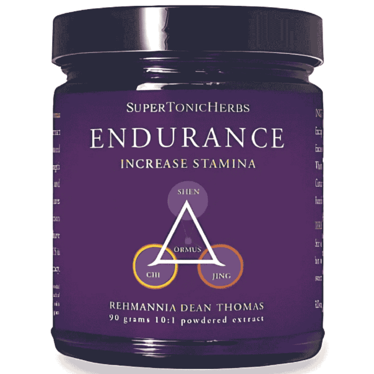 Purple jar of SuperTonicHerbs Endurance supplement on a white background