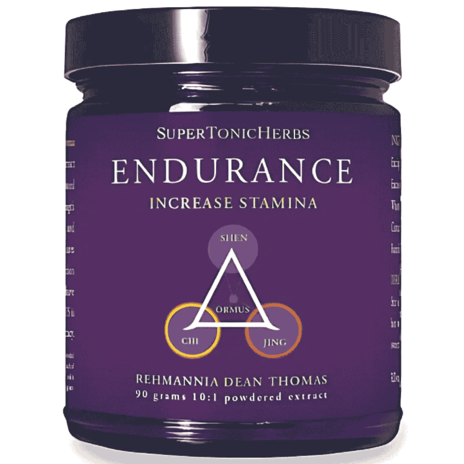 Purple jar of SuperTonicHerbs Endurance supplement on a white background