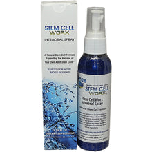 Stem Cell Worx intraoral spray bottle and packaging on a white background