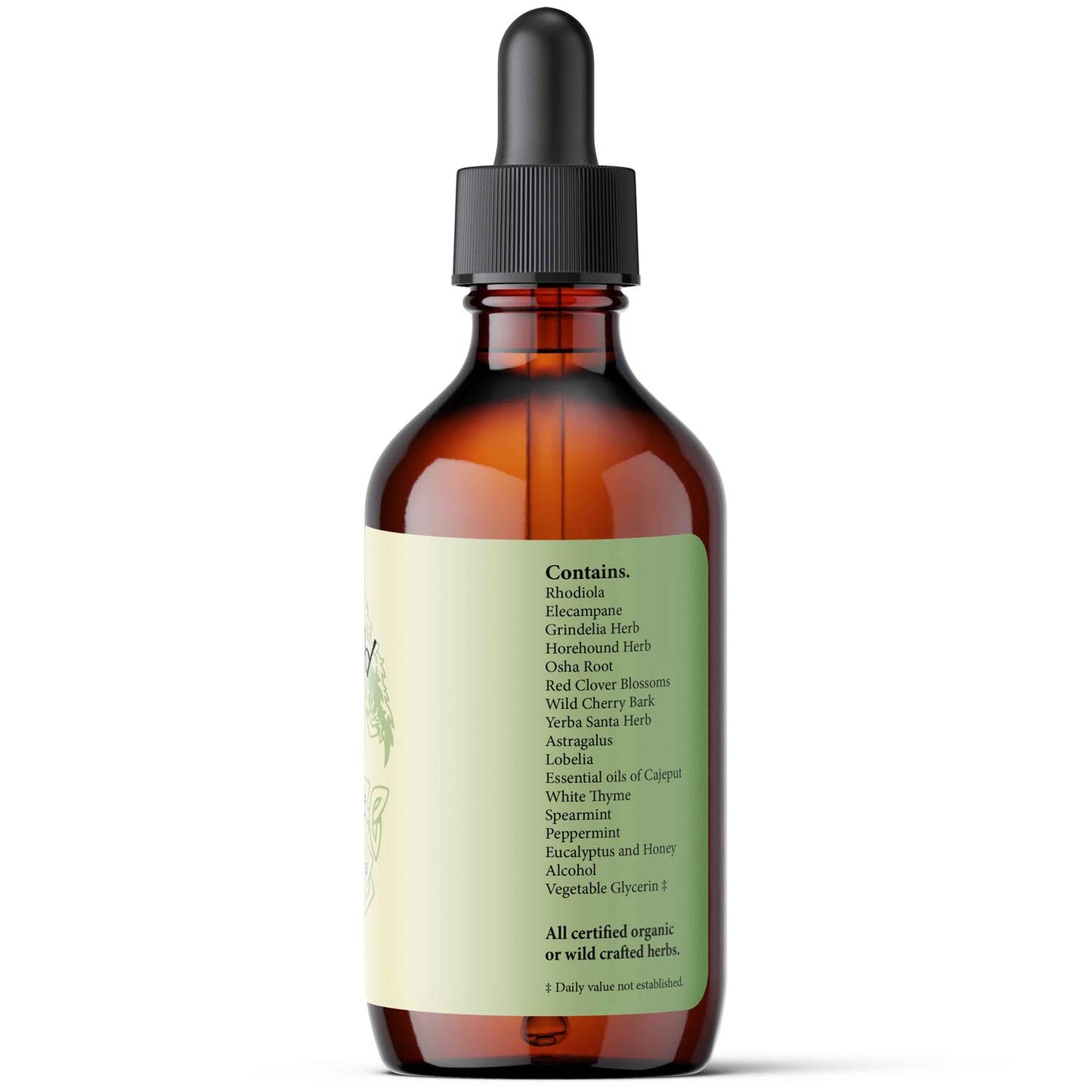 Brown glass bottle with dropper on a white background