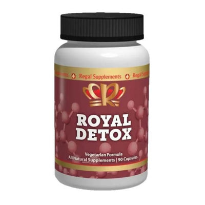 Supplement bottle labeled 'Royal Detox' on a white background